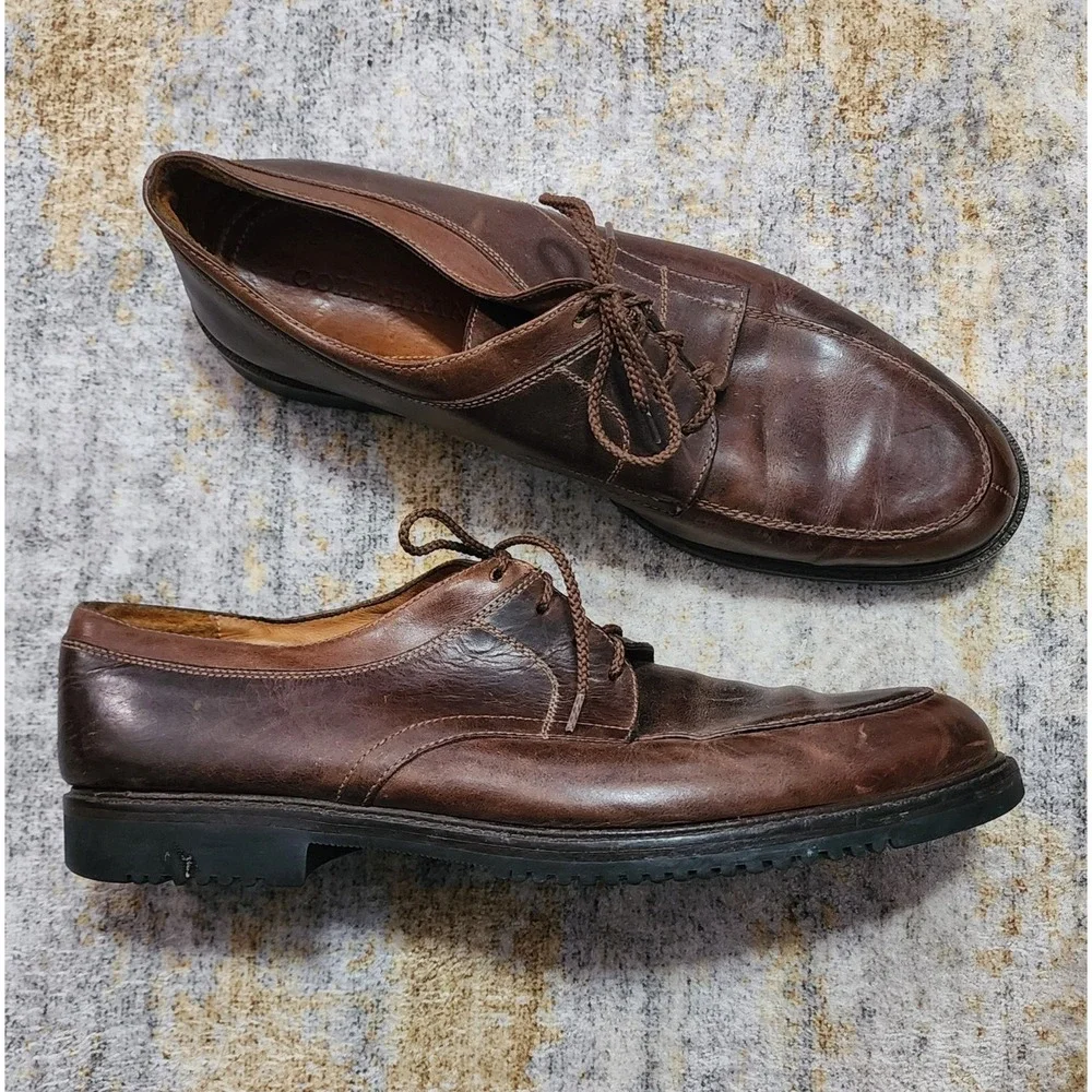Cole Haan Mens Brown Leather Lace Up Casual Comfort Shoes Size 13 Made In Brazil